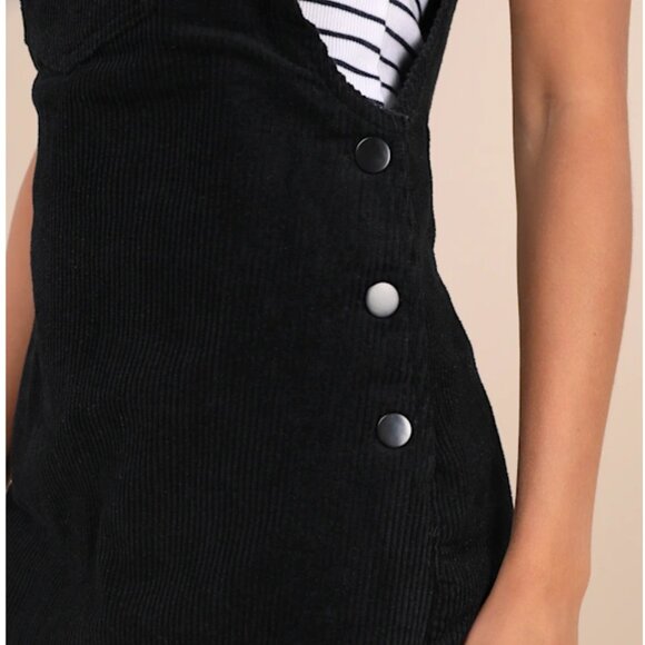Lulus "Adorable Ease" Black Corduroy Skort Overalls – NWT - Picture 3 of 3